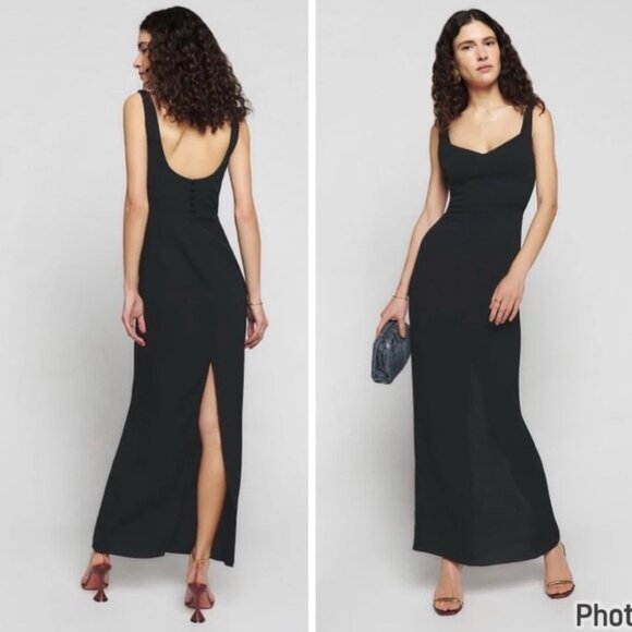 Reformation Dresses & Skirts - NEW NWT Reformation Reverie Dress Black Midi Button 4